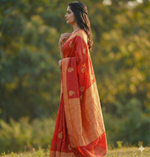 Radiant Red Jacquard Saree