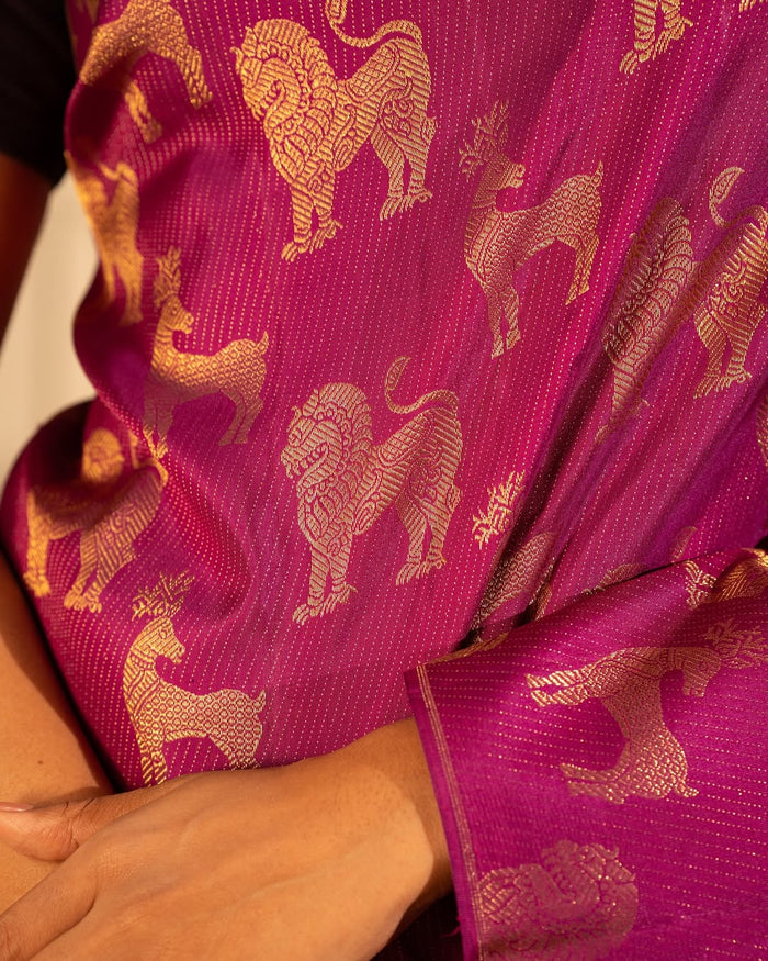 Dark Pink Jacquard Saree – Rich Festive Charm with a Luxurious Finish