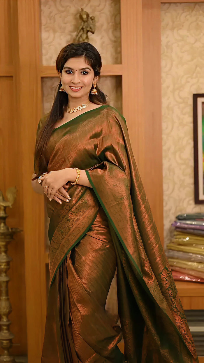 Elegant Brown Jacquard Saree – Stylish & Timeless Indian Ethnic Wear