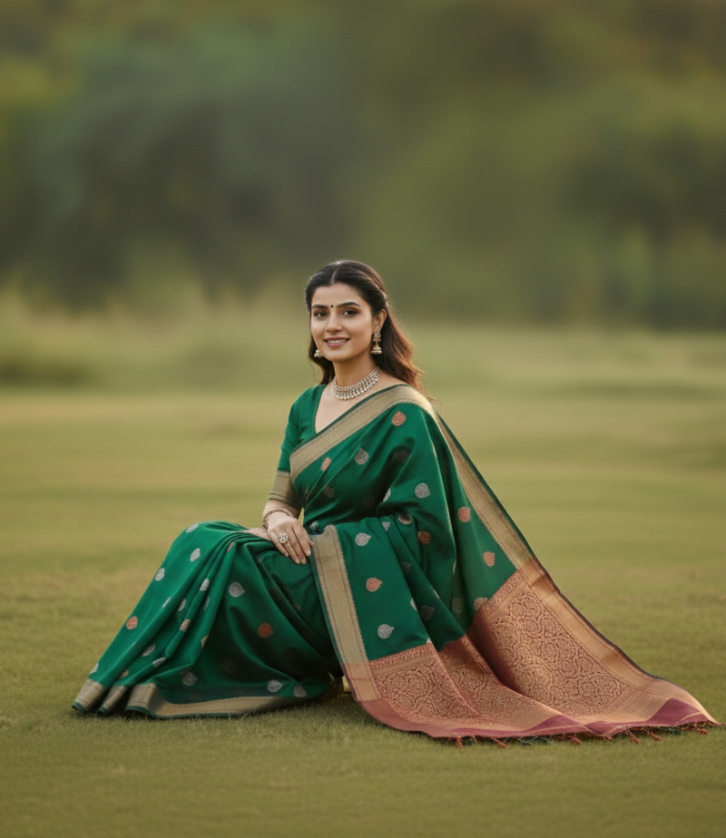 Green Jacquard Saree