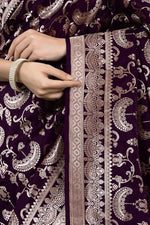 Luxury Dark Purple Jacquard Saree