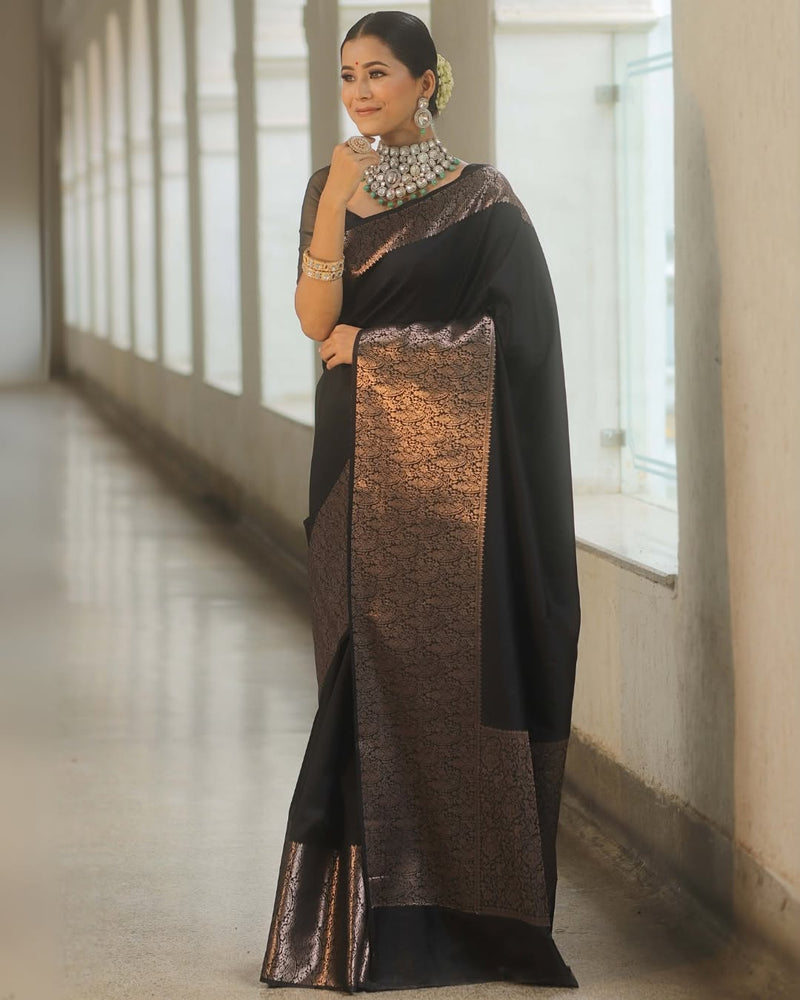 Luxury Black Jacquard Saree