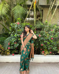 Elegant Dark Green Jacquard Saree for Festive & Traditional Wear