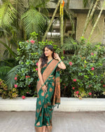Elegant Dark Green Jacquard Saree