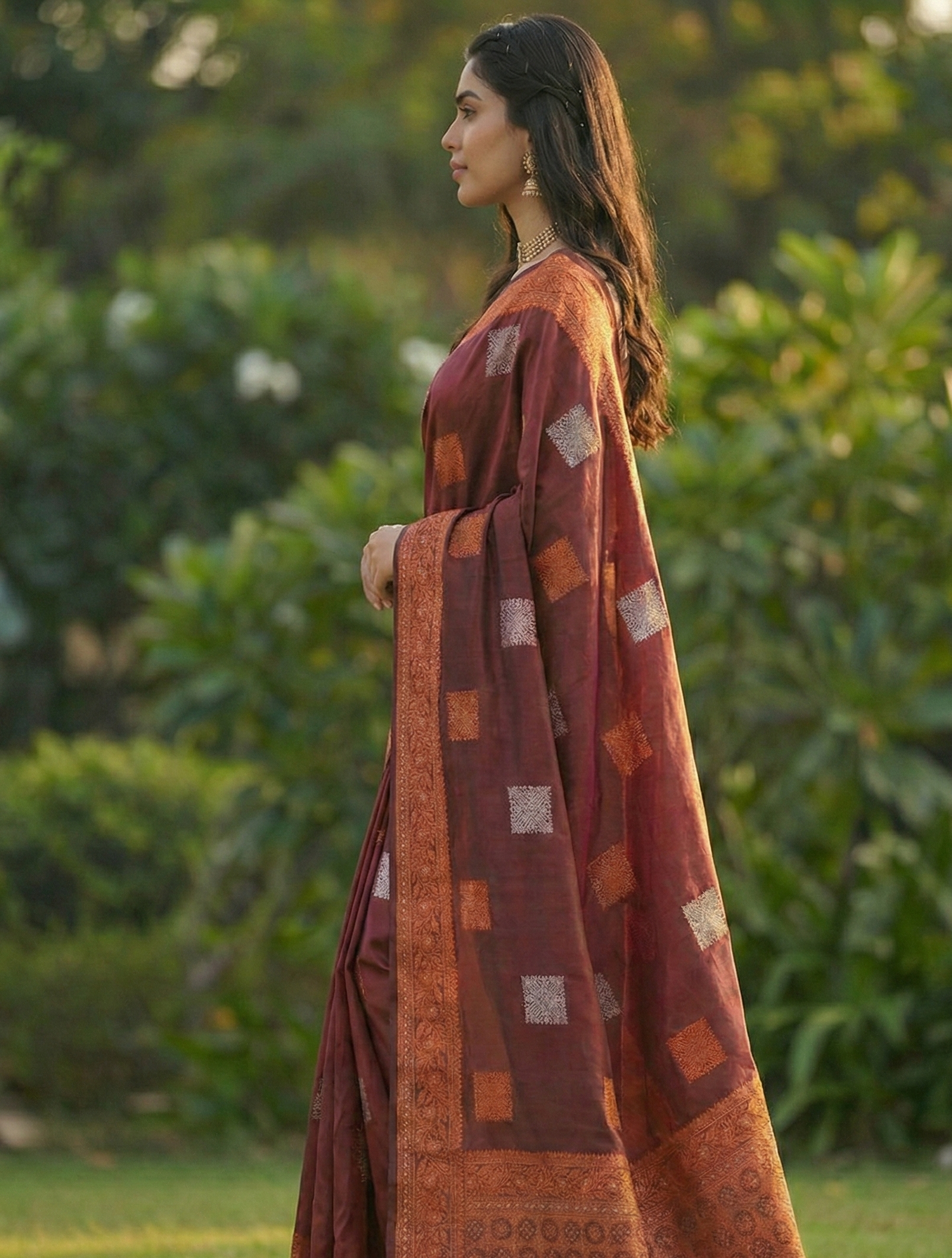 Luxury Maroon Jacquard Saree