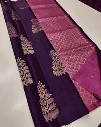 Dark Purple Jacquard Saree – Luxurious Woven Saree for Parties & Festive Occasions