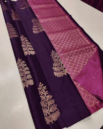 Dark Purple Jacquard Saree – Luxurious Woven Saree for Parties & Festive Occasions