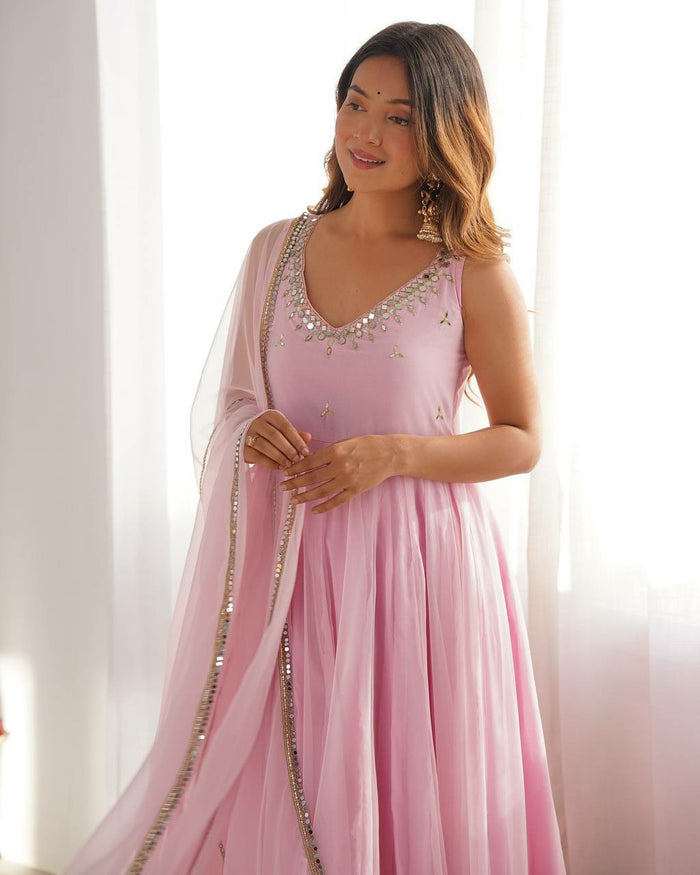Blush Bloom Georgette Anarkali Suit Set