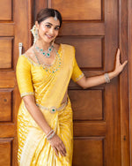 Sunshine Yellow Jacquard Saree
