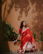 Vibrant Red Jacquard Saree