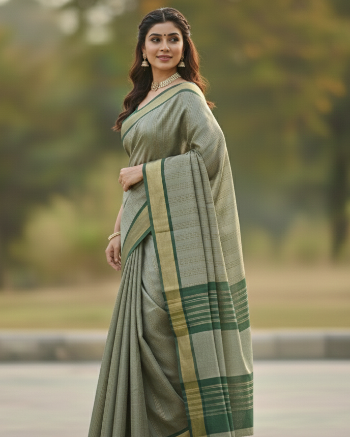 Mahendi Green Jacquard Saree