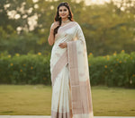 Off White Jacquard Saree