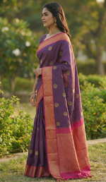 Wine Pink Jacquard Saree