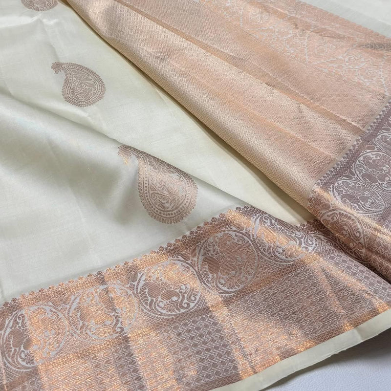 Off White Jacquard Saree