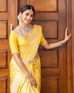 Sunshine Yellow Jacquard Saree