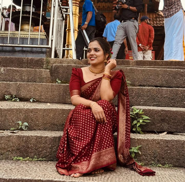 Stunning Red Jacquard Saree – Elegant Festive & Wedding Wear