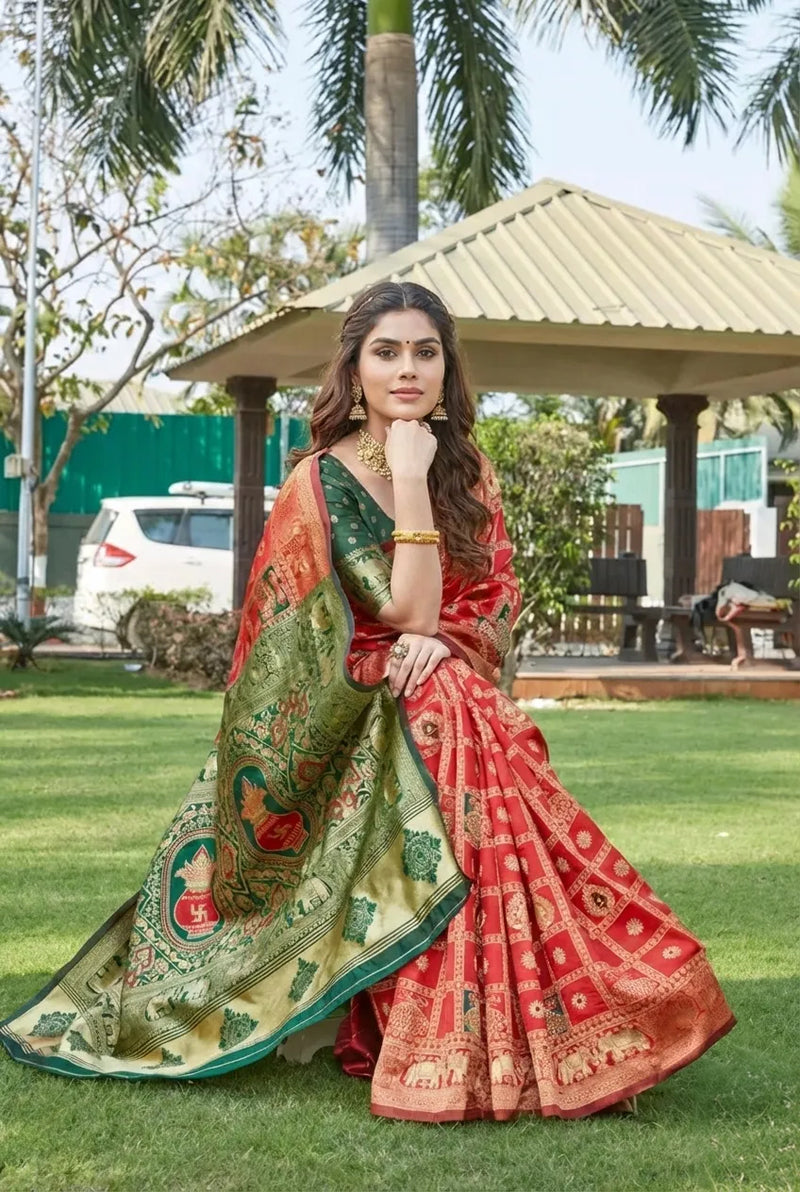 Pure Soft Silk Red Color Patola Saree