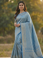 Sky Blue Jacquard Saree