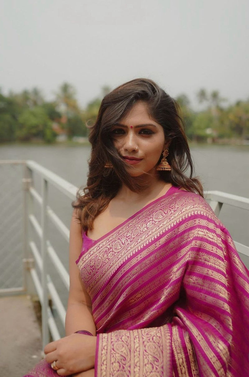 Blush Pink Jacquard Saree