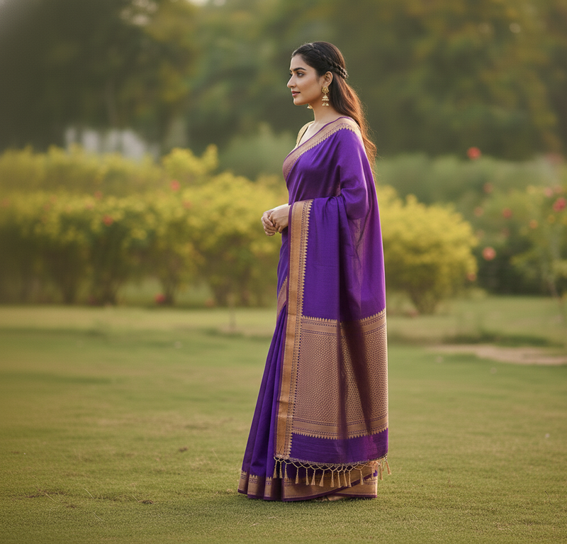 Royal Purple Jacquard Saree