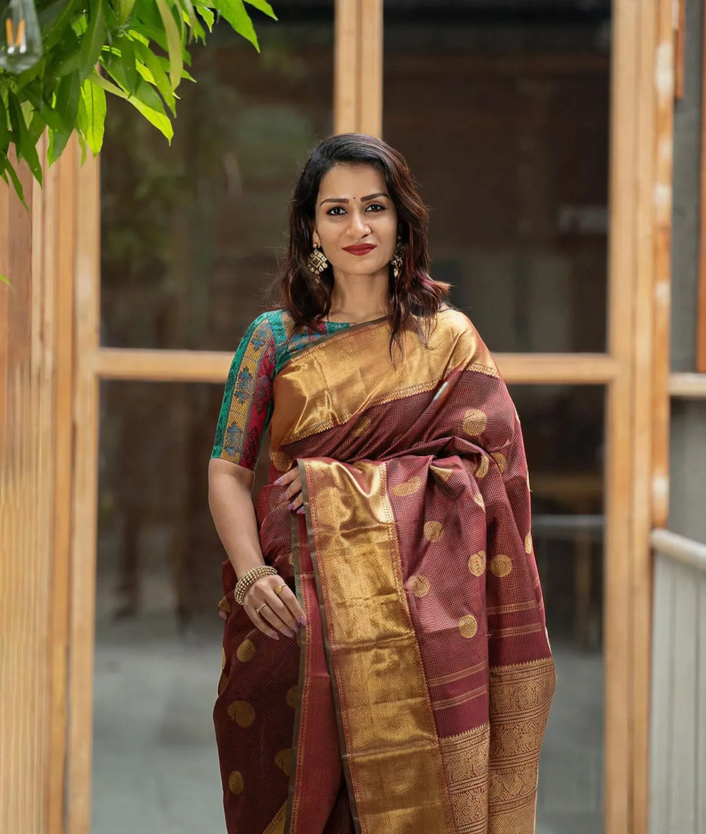 Brown Jacquard Saree