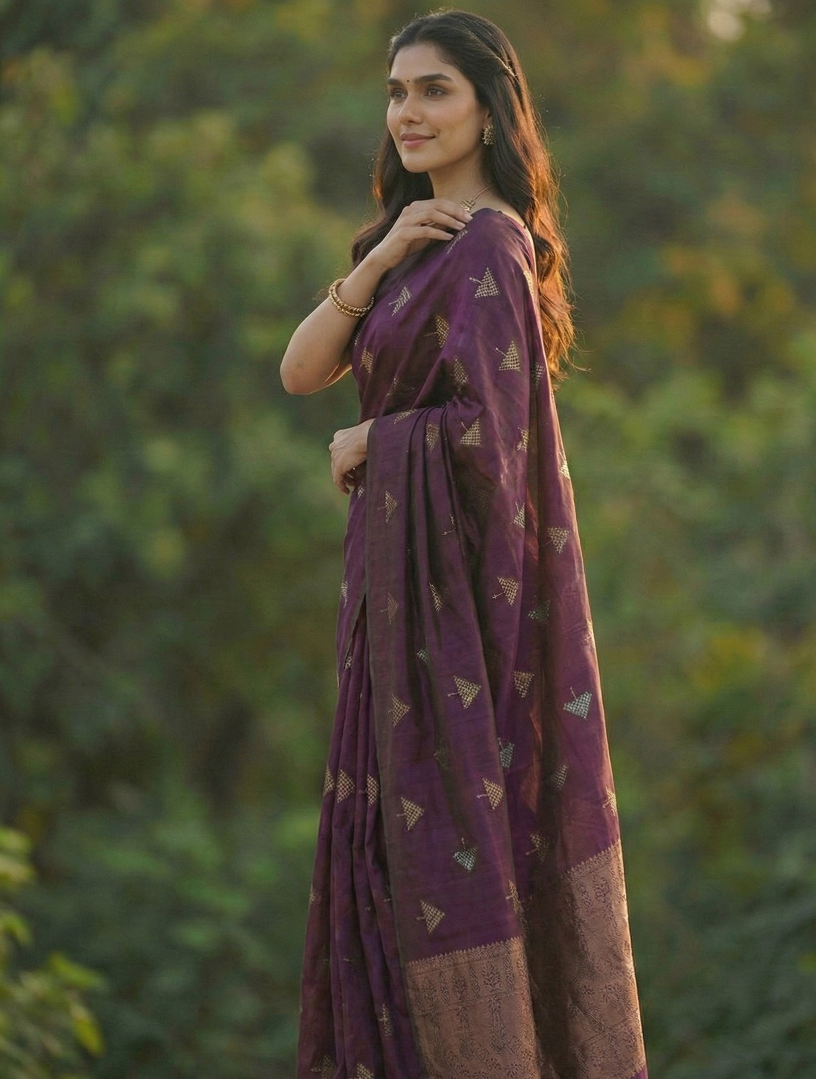 Wine Jacquard Saree 