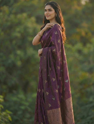 Wine Jacquard Saree 