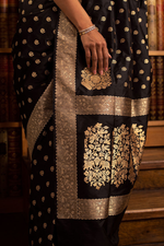 Black Jacquard Saree for Women
