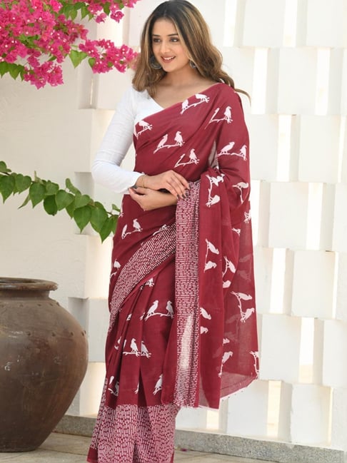 Maroon Jacquard Saree