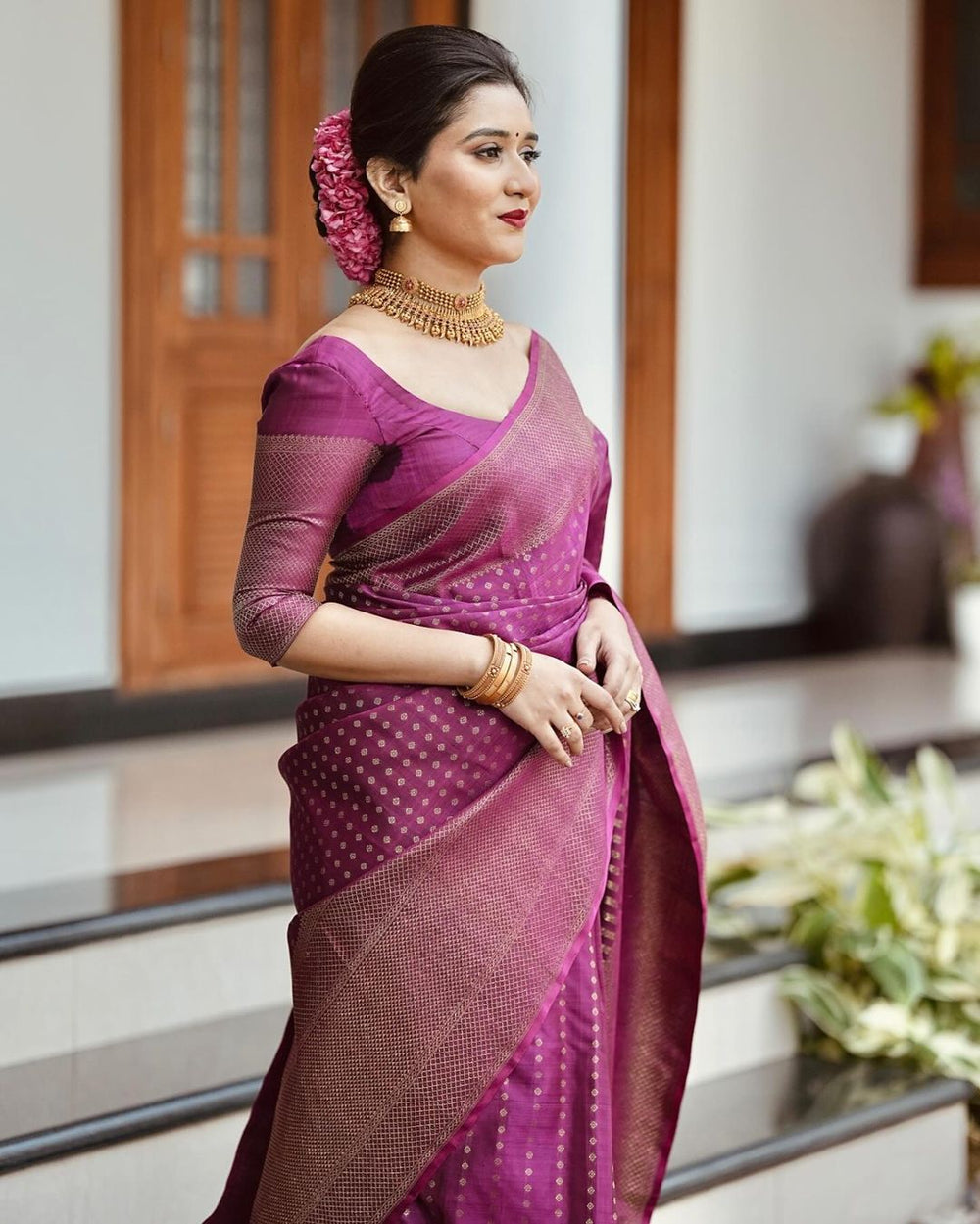 Royal Purple Jacquard Saree