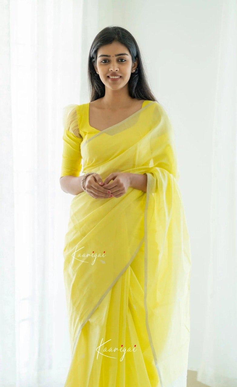 Yellow Jacquard Saree