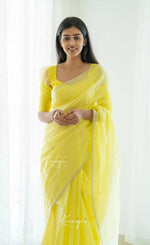 Yellow Jacquard Saree