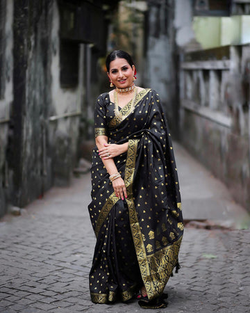 Premium Black Jacquard Saree for Elegant Party & Festive Wear