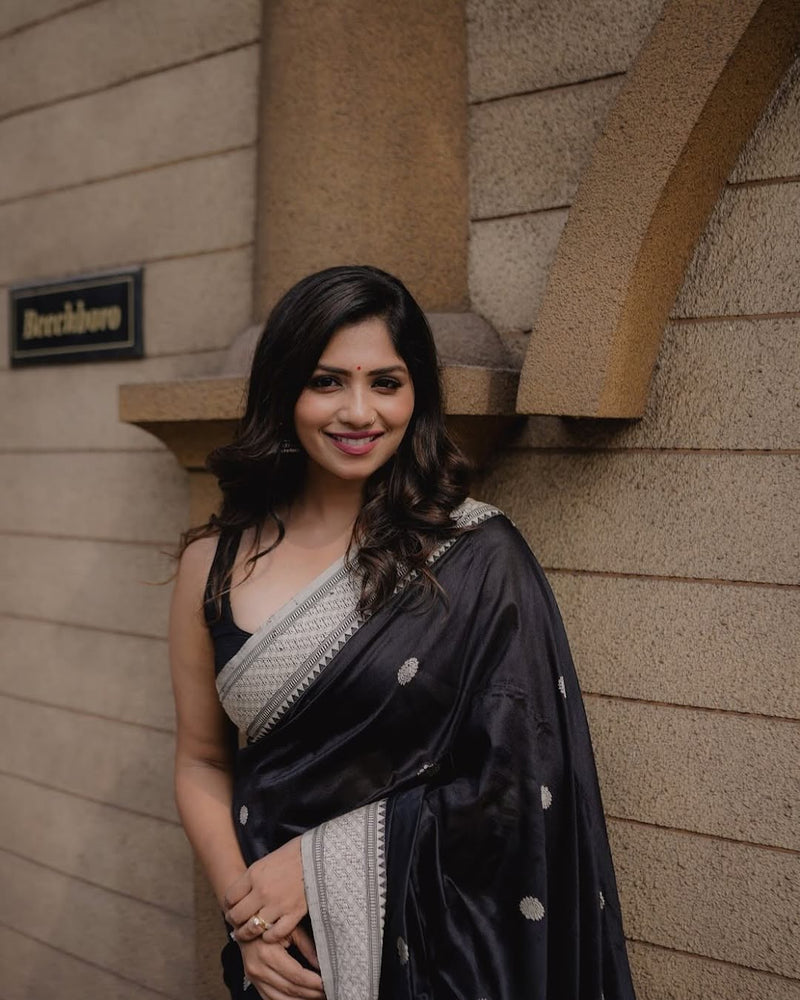 Elegant Black Jacquard Saree