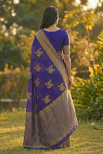 Royal Blue Jacquard Silk Saree with Luxurious Woven Motifs | Premium Festive Elegance