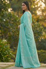 Elegant Sky Blue Jacquard Saree