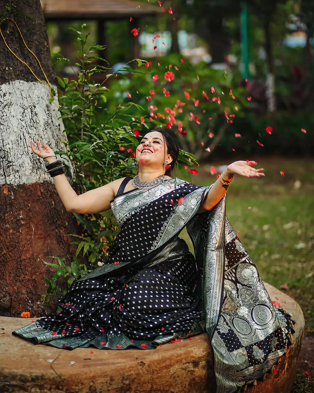 Opulent Black Jacquard Saree