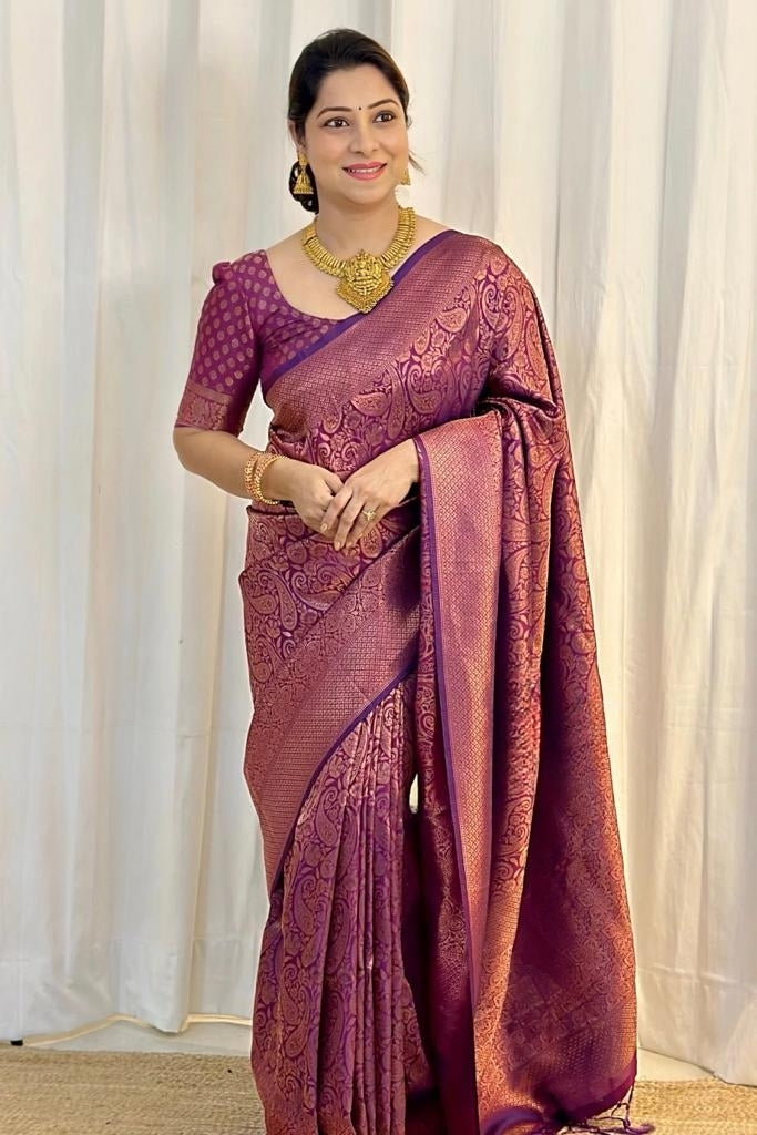 Royal Purple Jacquard Saree