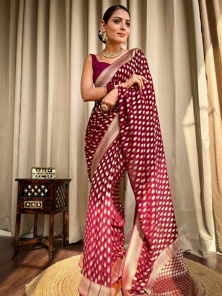 Royal Maroon Jacquard Saree