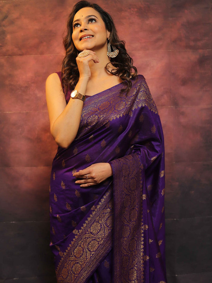 Royal Purple Jacquard Saree – Luxurious Festive & Wedding Wear