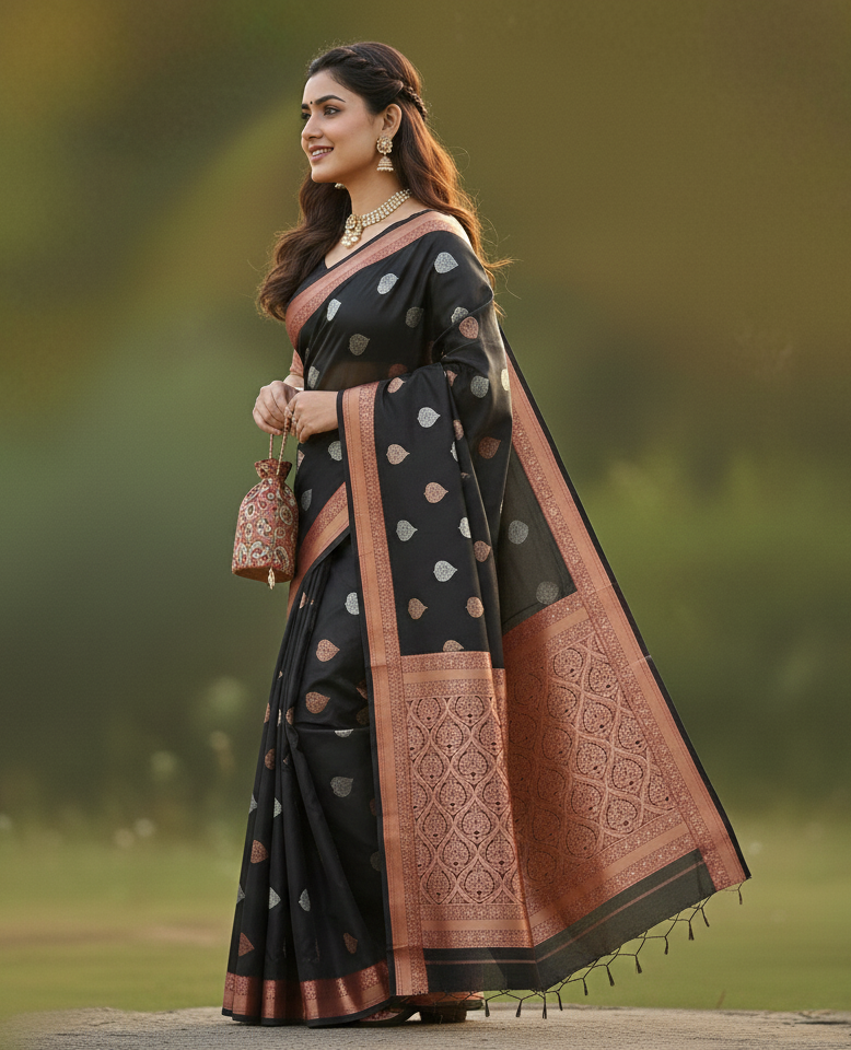 Exquisite Blue Jacquard Saree