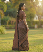 Brown Jacquard Saree – Rich Woven