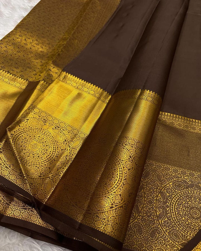 Premium Coffee Brown Jacquard Saree for Women – Elegant Festive & Party Wear