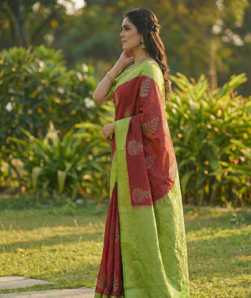 Red Jacquard Saree