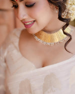 Elegant Off-White Jacquard Saree