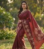 Dark Wine Red Jacquard Saree
