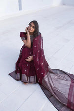 Royal Wine Jacquard Saree