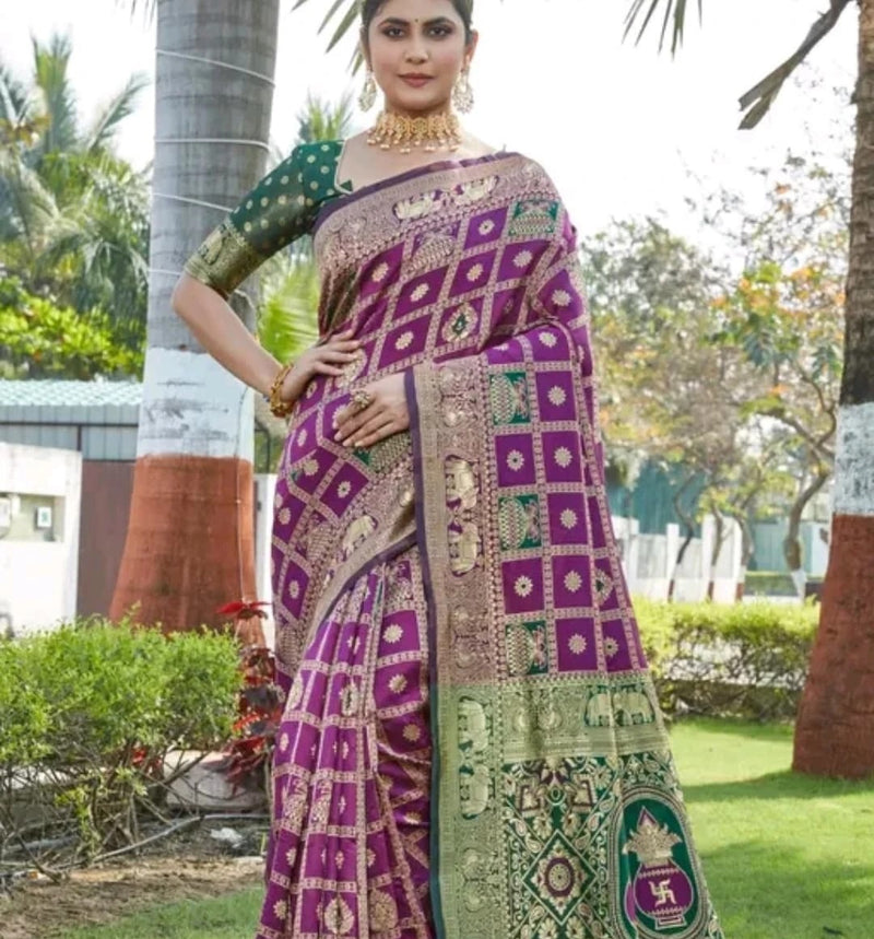Graceful Purple Jacquard Saree