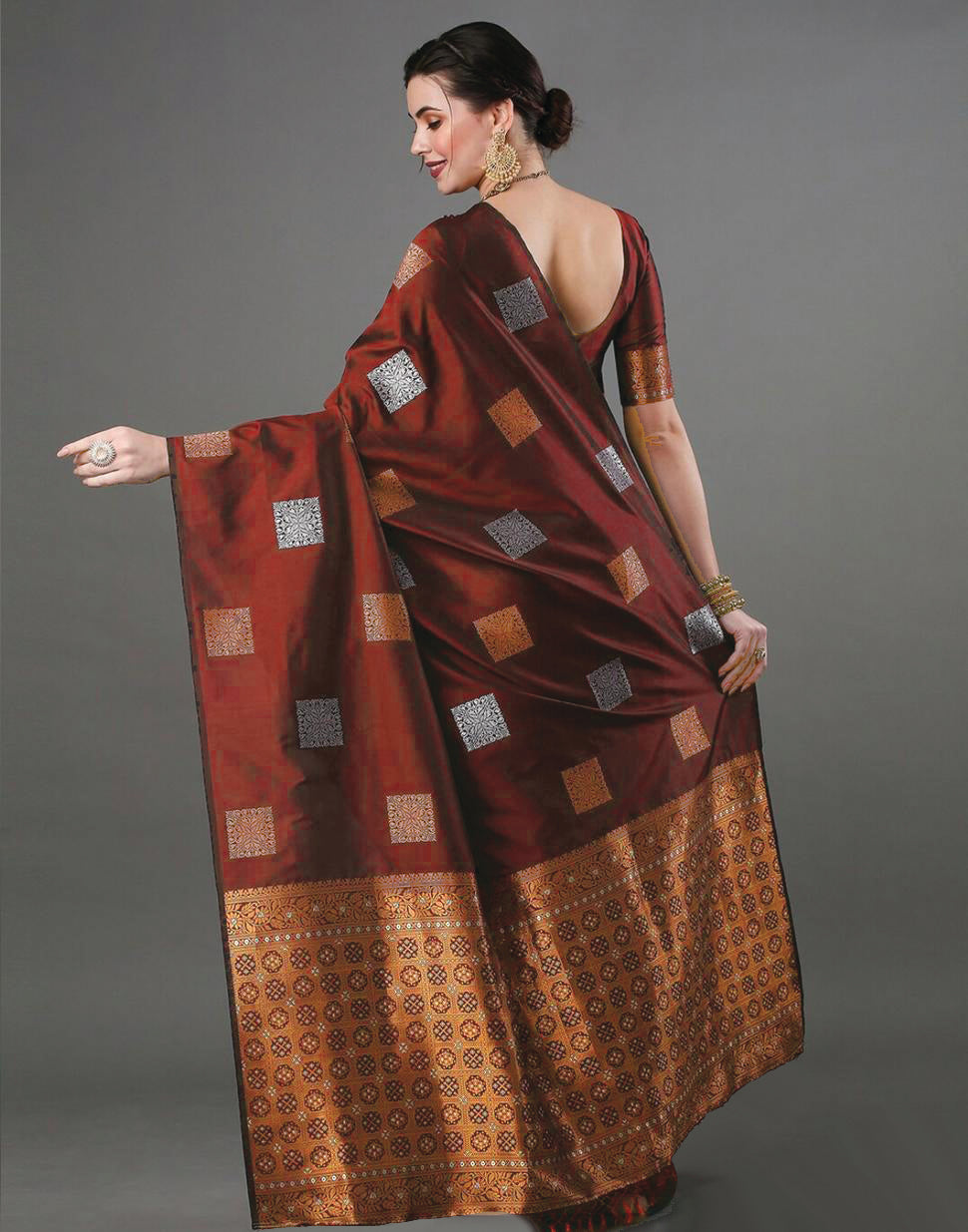 Luxury Maroon Jacquard Saree