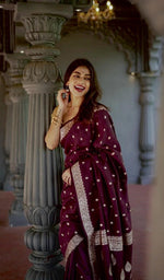 Wine Jacquard Saree